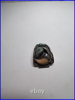 Vtg Native American Navajo Sterling Silver/Turquoise. Mens Watch Tips. Marked