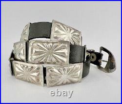 Vtg Navajo Native American Sterling Silver 17 Concho Hat Band & Buckle 76.3g