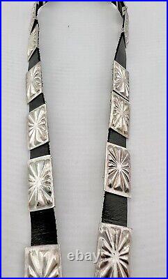 Vtg Navajo Native American Sterling Silver 17 Concho Hat Band & Buckle 76.3g