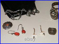 Vtg SOUTHWESTERNNATIVE AMERICAN 10Pc JEWELRY LOT Sterling SilverHorses108g