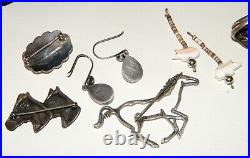 Vtg SOUTHWESTERNNATIVE AMERICAN 10Pc JEWELRY LOT Sterling SilverHorses108g