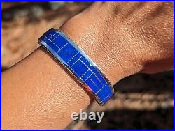 Zuni Bracelet Cuff Jewelry Sterling Silver NA Native American Lapis Sz 6.75