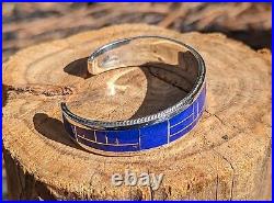 Zuni Bracelet Cuff Jewelry Sterling Silver NA Native American Lapis Sz 6.75