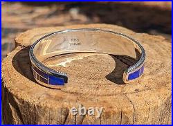 Zuni Bracelet Cuff Jewelry Sterling Silver NA Native American Lapis Sz 6.75