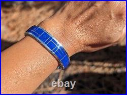 Zuni Bracelet Cuff Jewelry Sterling Silver NA Native American Lapis Sz 6.75