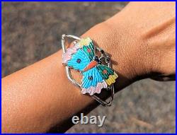 Zuni Cuff Bracelet Butterfly Sterling Silver Native American Jewelry Sz 6.75in