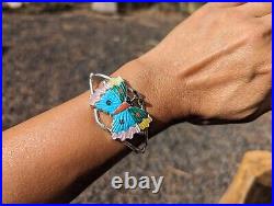 Zuni Cuff Bracelet Butterfly Sterling Silver Native American Jewelry Sz 6.75in