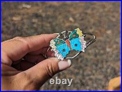 Zuni Cuff Bracelet Butterfly Sterling Silver Native American Jewelry Sz 6.75in