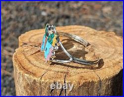 Zuni Cuff Bracelet Butterfly Sterling Silver Native American Jewelry Sz 6.75in