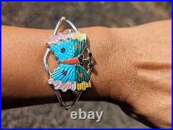 Zuni Cuff Bracelet Butterfly Sterling Silver Native American Jewelry Sz 6.75in