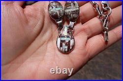 Zuni Necklace Native American Jewelry NA Opal White Buffalo Inlay Sterling