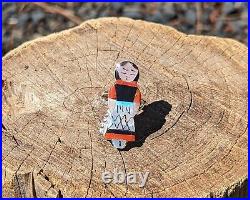 Zuni Ring Kachina Maiden Sterling Silver Inlay Native American Jewelry Sz 7.75