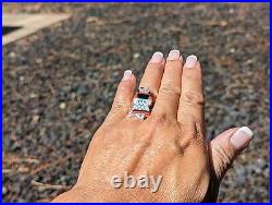 Zuni Ring Kachina Maiden Sterling Silver Inlay Native American Jewelry Sz 7.75