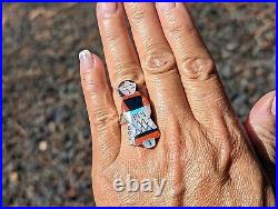 Zuni Ring Kachina Maiden Sterling Silver Inlay Native American Jewelry Sz 7.75