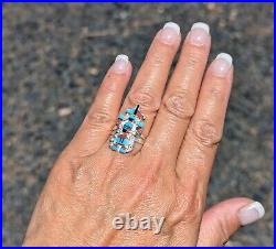 Zuni Rings Sterling Silver Kachina Inlay Native American Jewelry Signed