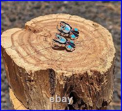 Zuni Thunderbird Inlay Earrings Sterling Silver Native American Handmade signed