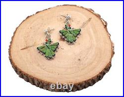 Zuni Turquoise Earrings Sterling Silver Native American Handmade NA Jewelry